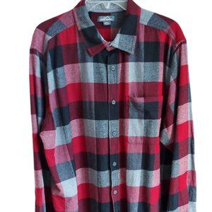 Eddie Bauer Plaid 100% Cotton Brushed Flannel Button Up Shirt Mens 2XL